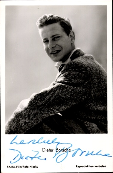 Postcard actor Dieter Borsche, Dr. Holl, portrait, autograph