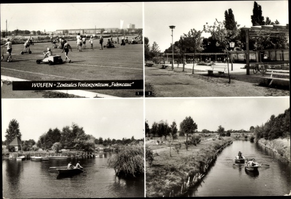 Ak Wolfen in Saksen-Anhalt, centraal vakantiecentrum Fuhneaue, verkeerstuin, restaurant
