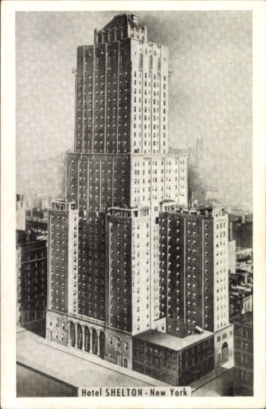 Ak New York City USA, Hotel Shelton, wolkenkrabber, 49th St. & Lexington Ave.