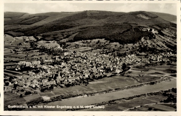 Postcard Großheubach am Main Lower Franconia, Engelberg Monastery, aerial photograph
