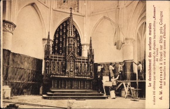Postcard Beuel Bonn am Rhein, church interior, altar