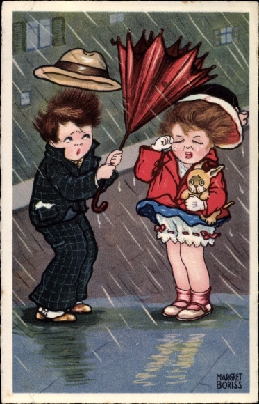 Artist PC Boriss, M., Stormy Weather, Dog, Damaged Umbrella Amag 0333