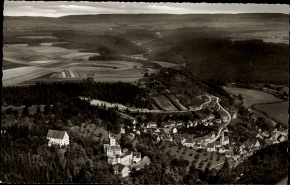 Ak Mühringen Horb am Neckar, Schloss Hohenmühringen, Fliegeraufnahme
