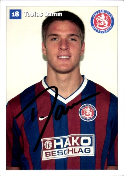 Autograph card footballer Tobias Damm, Wuppertaler SV, autograph