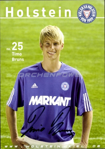 Karta z autografem piłkarza Timo Brunsa, Holstein Kiel, autograf