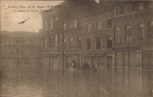 Postcard Seraing Wallonia Liège, Crue de la Meuse 1925-1926, below rue Cookerill