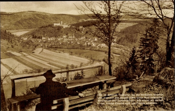 Postcard Gamburg Werbach an der Tauber, view from the bank, location, surroundings