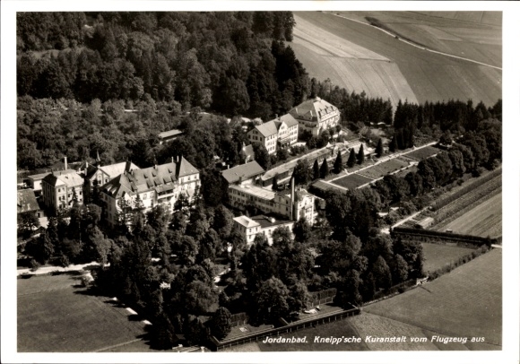 Postcard Jordanbad Biberach an der Riß in Upper Swabia, aerial photograph