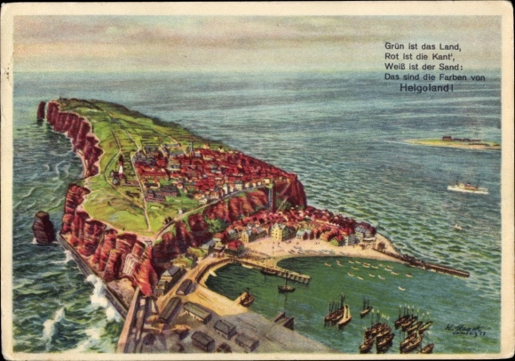 Artist PC North Sea island Helgoland, poem, length 1600 m, width 600 m