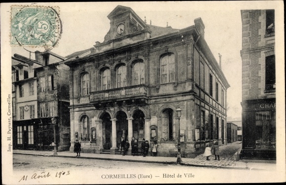 Postcard Cormeilles Eure, City Hall
