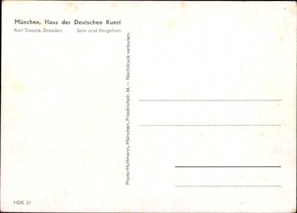 Artist Postcard Truppe, Karl, Being and Transgression, HDK 21