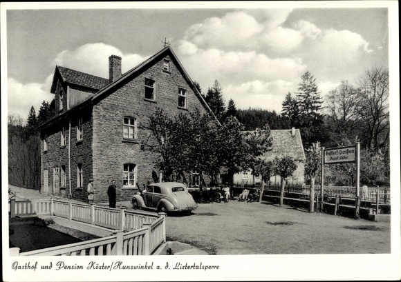 Postcard Hunswinkel Meinerzhagen in the Märkisches Kreis, Gasthof Pension Köster