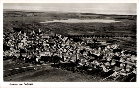 Ak Bad Buchau am Federsee Oberschwaben, Fliegeraufnahme
