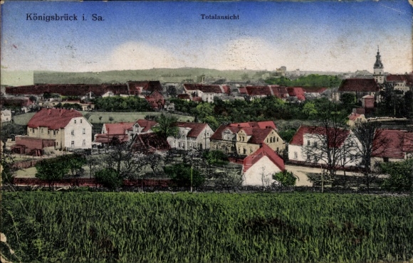 Picture of Königsbrück in Upper Lusatia, a general view of the town, houses with red roofs, landscape...