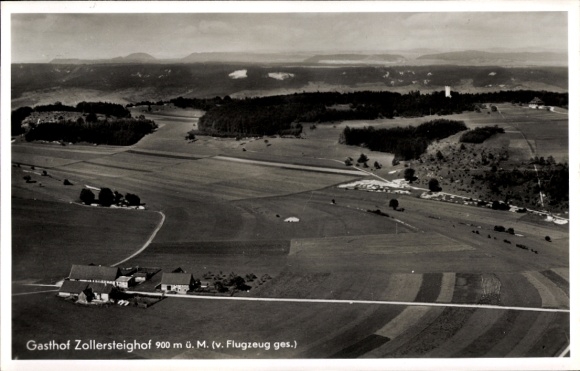 Ak Zollersteighof Albstadt in Baden Württemberg, Gasthof Zollersteighof, Fliegeraufnahme