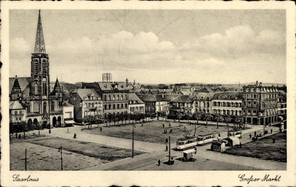 Postcard Saarlouis in Saarland, Great Market