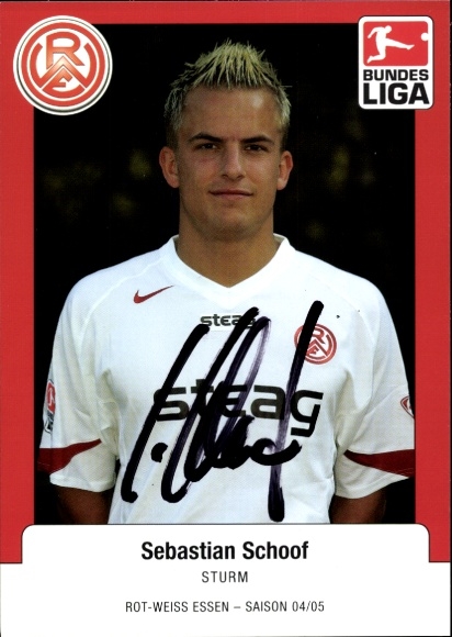 Autogrammkarte Fußballer Sebastian Schoof, Rot Weiss Essen, Autogramm