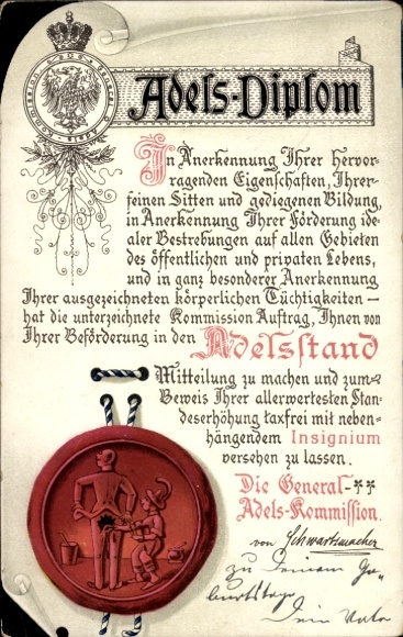 Postcard Ilsenburg am Nordharz, Nobility Diploma