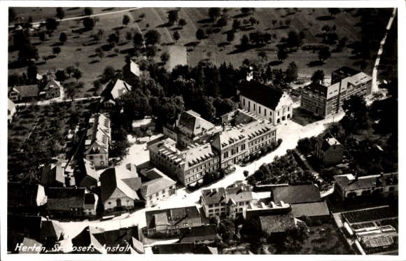 Postcard Herten Rheinfelden in Baden, aerial photograph of St. Josefs-Anstalt