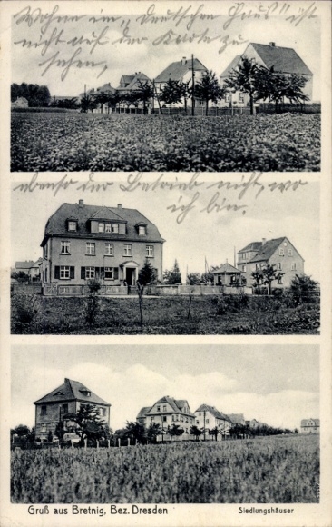 Postcard Bretnig Hauswalde Großröhrsdorf in Saxony, settlement houses