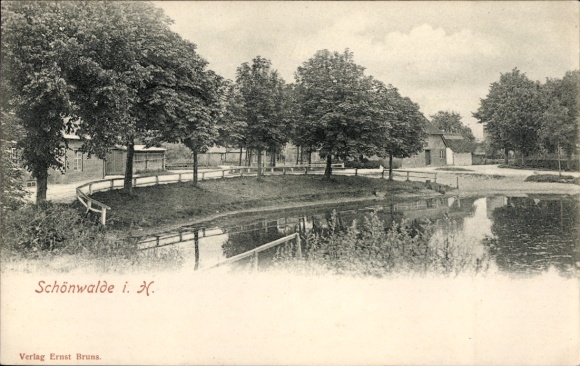 Postcard Schönwalde at Bungsberg in Holstein, partial view, pond