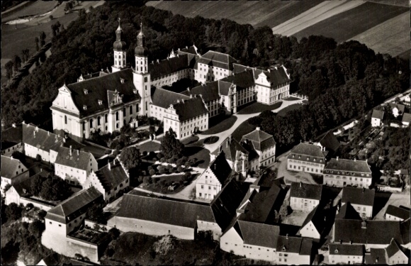 Postcard Obermarchtal in Württemberg, aerial photograph