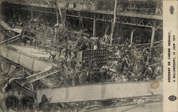 PC Billancourt Hauts de Seine, Accident de L'Usine Renault, 1917