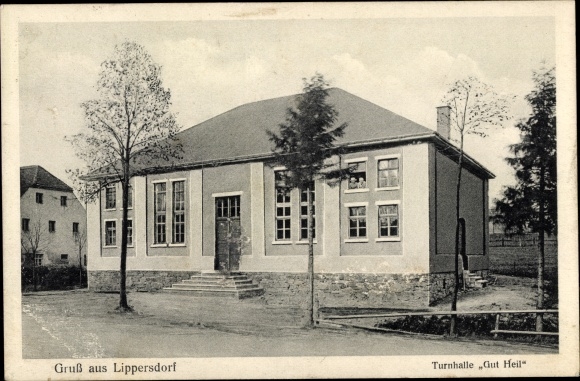 Ak Lippersdorf Lengefeld im Erzgebirge Sachsen, Turnhalle Gut Heil