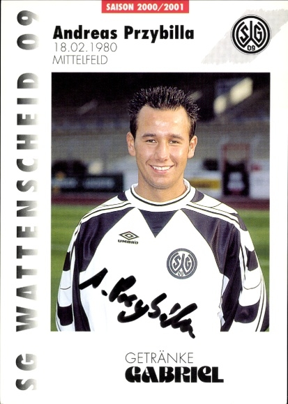Autograph card footballer Andreas Przybilla, SG Wattenscheid 09, autograph