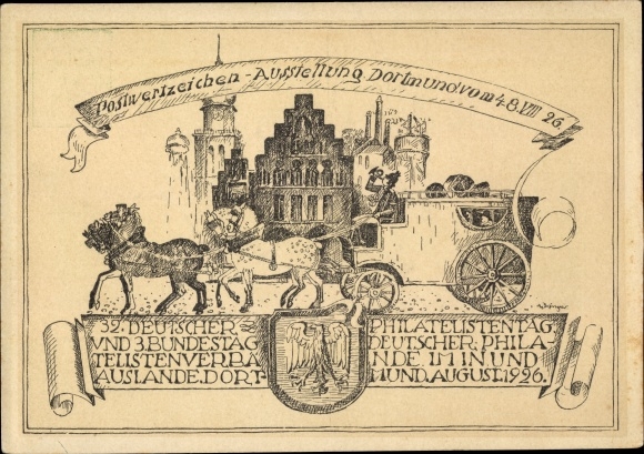 Ganzsachen Ak Dortmund im Ruhrgebiet, Postwertzeichen Ausstellung 1926, Briefmarkenhändlertag
