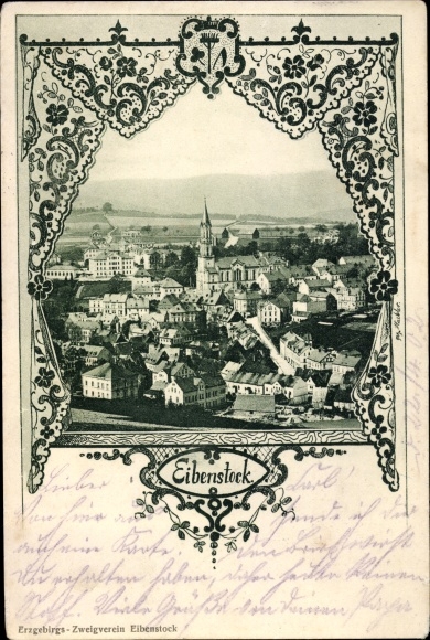 Passepartout PC Eibenstock in the Erzgebirge of Saxony, general view