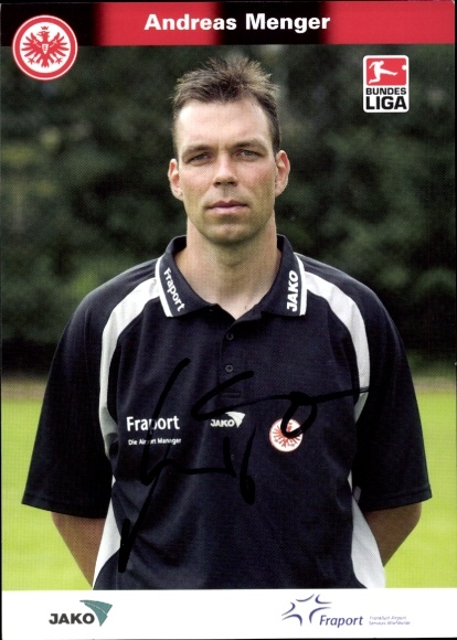 Autograph card assistant and goalkeeper coach Andreas Menger, Eintracht Frankfurt, autograph