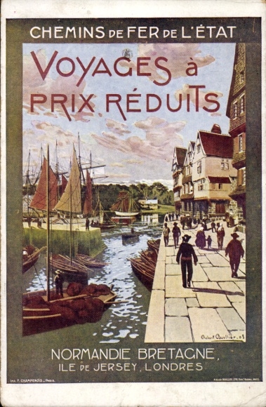 Künstler Ak Chemins de Fer de l'État, Normandie, Bretagne, Jersey Inseln