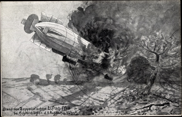 Artist PC Echterdingen, fire of the Zeppelin airship