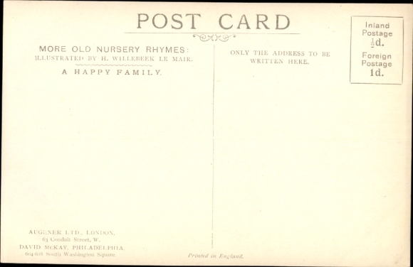 Artist Postcard Willebeek le Mair, More old Nursery Rhymes, a Happy Family