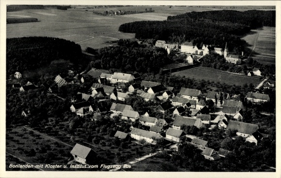 Postcard Bonlanden Filderstadt in Württemberg, aerial photograph, monastery, institute