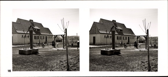 Stereo ruimtelijk beeld foto "De NS modelbedrijven 1937-38" nr. 16 Domein Schweighof bij Bad Rodach