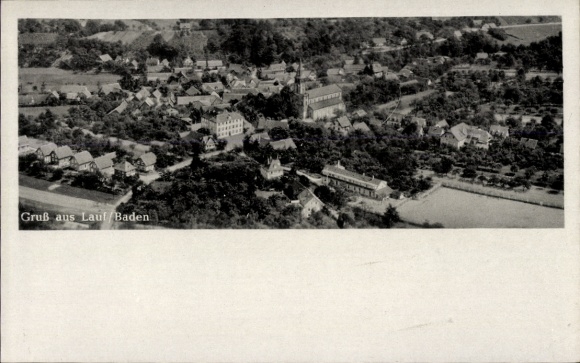 Postcard Lauf in Baden Black Forest, aerial photograph