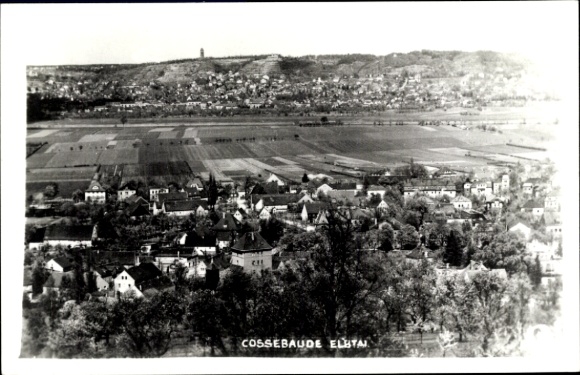 Postcard Dresden Cossebaude, view of fields, hills, city view