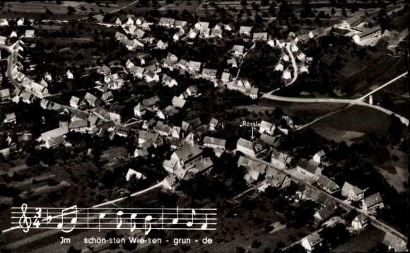 Postcard Conweiler Straubenhardt am Schwarzwald, aerial photograph, in the most beautiful meadowland