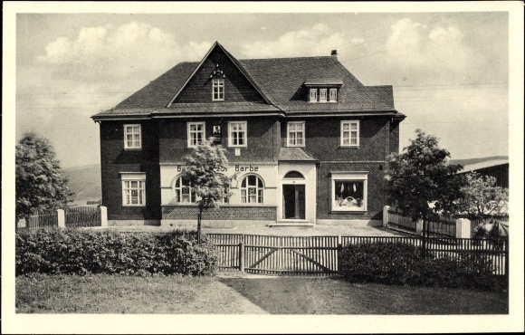 Ak Schmiedefeld Lichtetal Thüringen, Gasthaus zur Barbe, Inh. Gebr. Unger, Fleischerei
