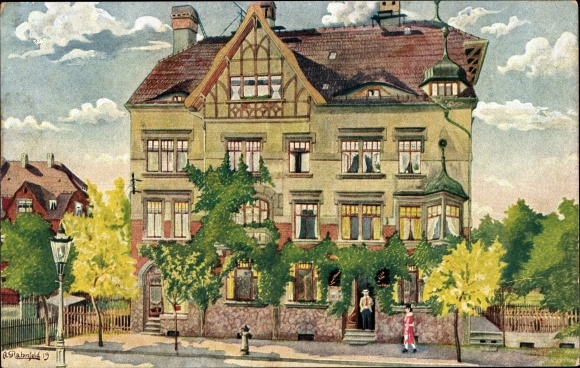 Artist PC Rahnfeld, A., Steinpleis Werdau in Saxony, Cafe Scharf