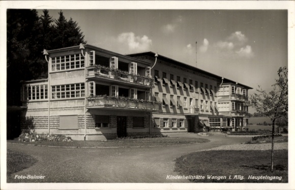 Postcard Wangen im Allgäu, Children's Sanatorium, Main Entrance