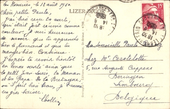 Postcard Rosporden Finistère, modern Breton dress, fully embroidered with gold and silver