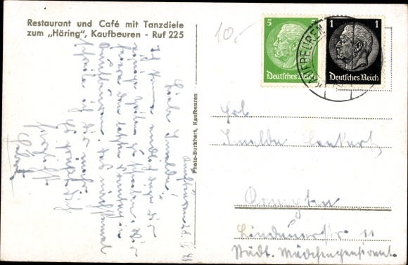 Postcard Kaufbeuren on the Wertach in Swabia, general view, restaurant zum Häring