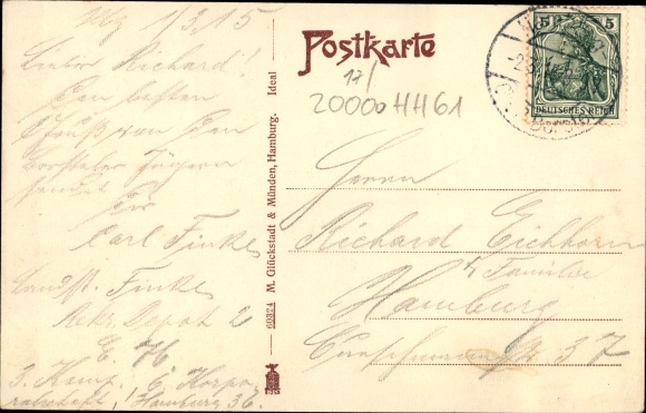 Postcard Hamburg Groß Borstel, inn at the Hamburg home, Königstrasse