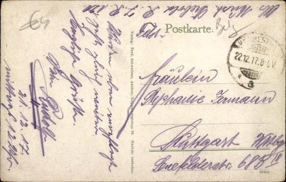 Postcard Herbesthal Lontzen Wallonia Liège, last German train station, 100m from the Belgian border