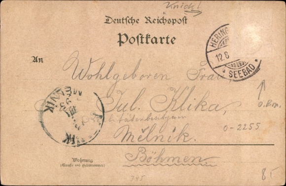 Forerunner Chromo-Litho Baltic resort Heringsdorf on Usedom, Kaiser Wilhelm Bridge, beach party, 1895
