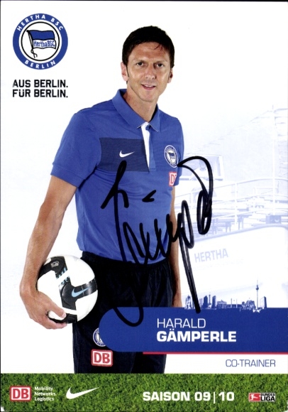 Autogrammkarte Co Trainer Harald Gämperle, Hertha BSC, Autogramm