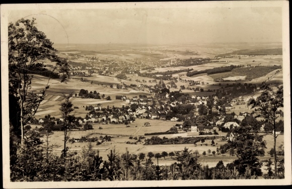 Postcard Erlbach in Vogtland Sachsen, view from Kegelberg on the town of Markneukirchen